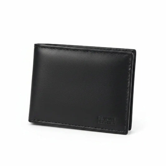 Black leather wallet on a white background