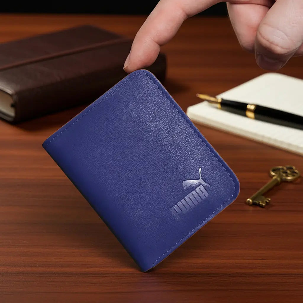 Men's Leather Wallet with Puma Logo